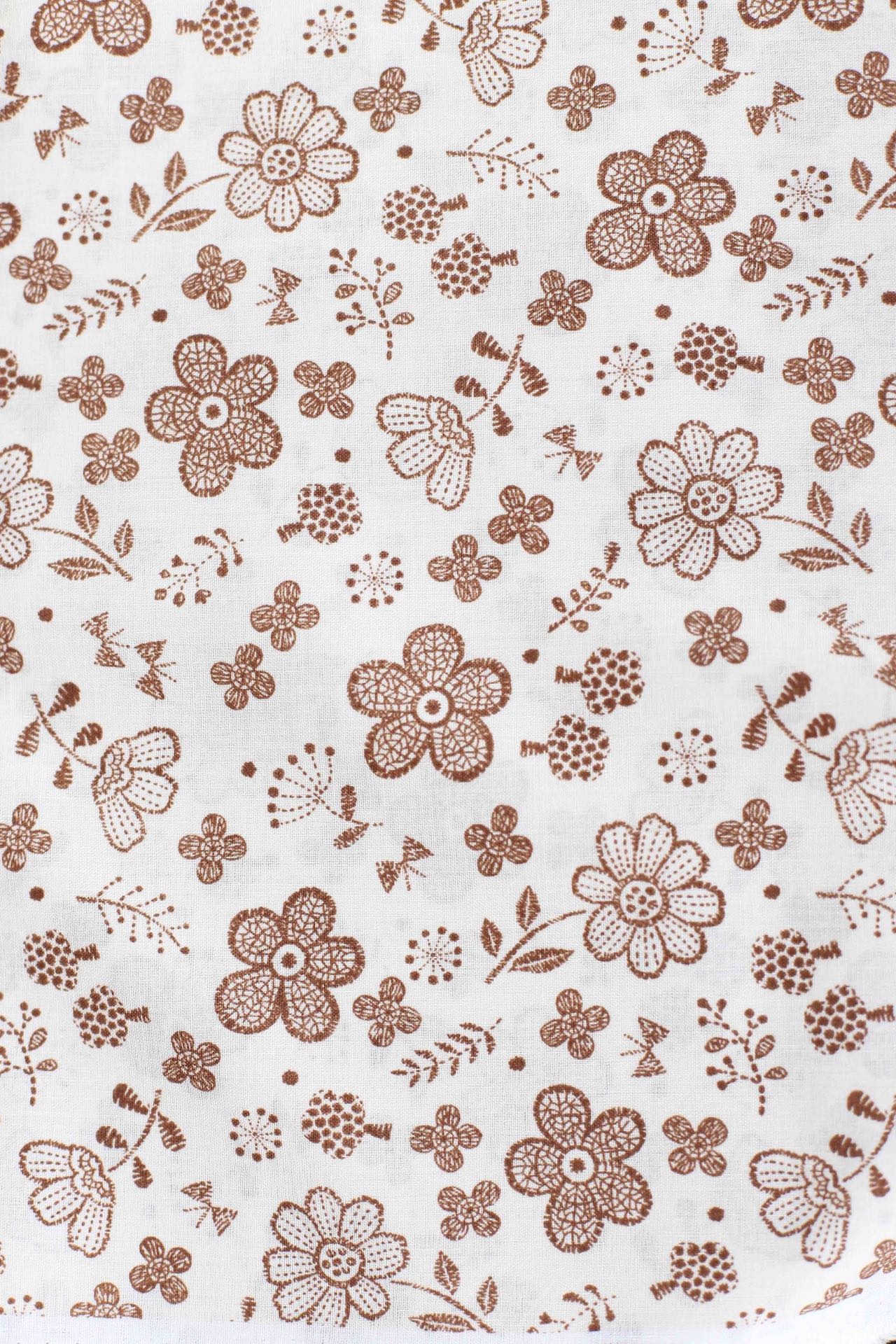 Algodón floral crema y café - Imagen 2