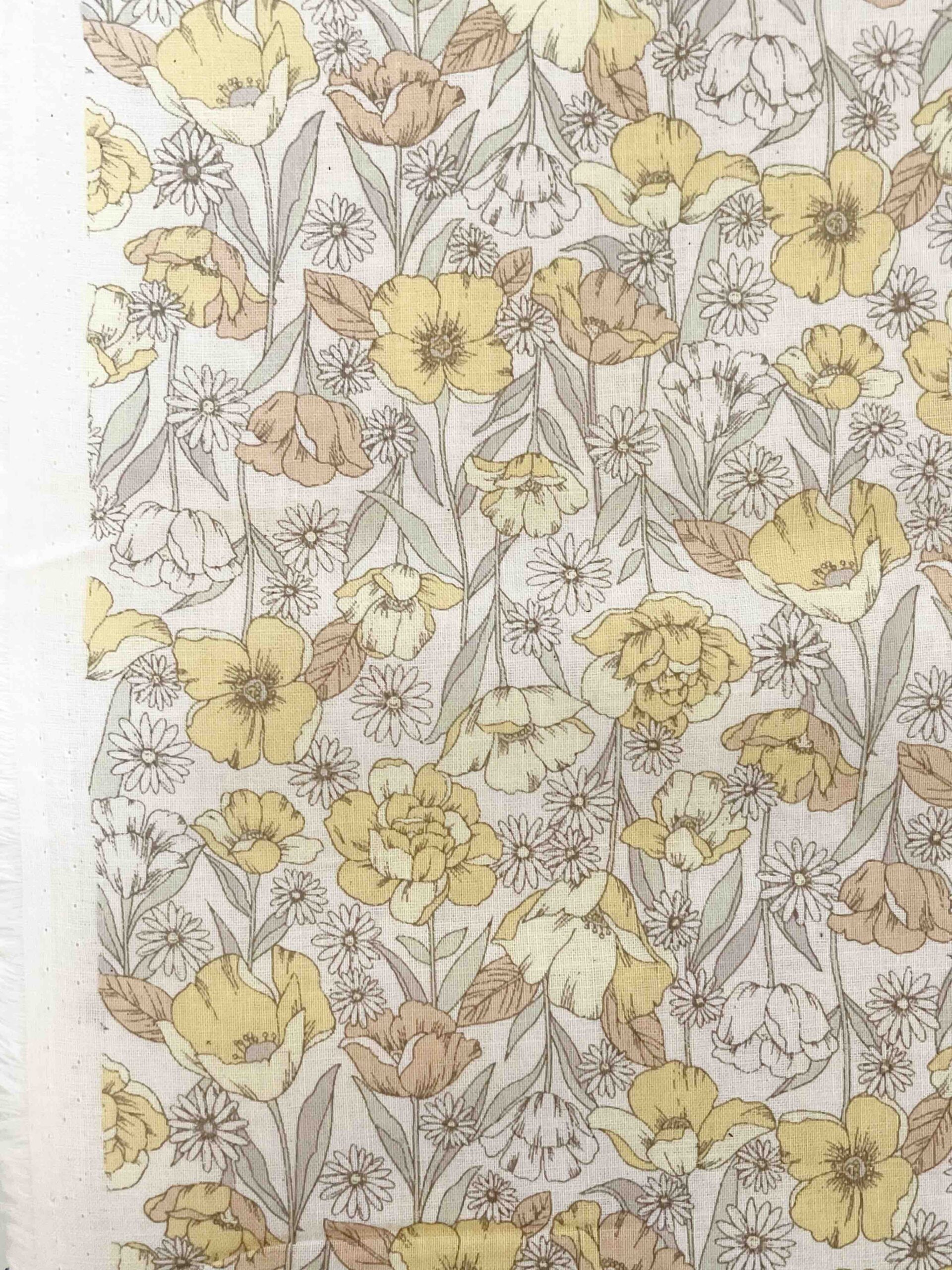 Algdón de flores amarillas 100% algodón de Kokka Japan - Imagen 4