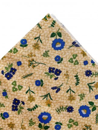 Fat quarter (corte de 50 x 50 cm) de Oxford de flores azules y fondo de mimbre