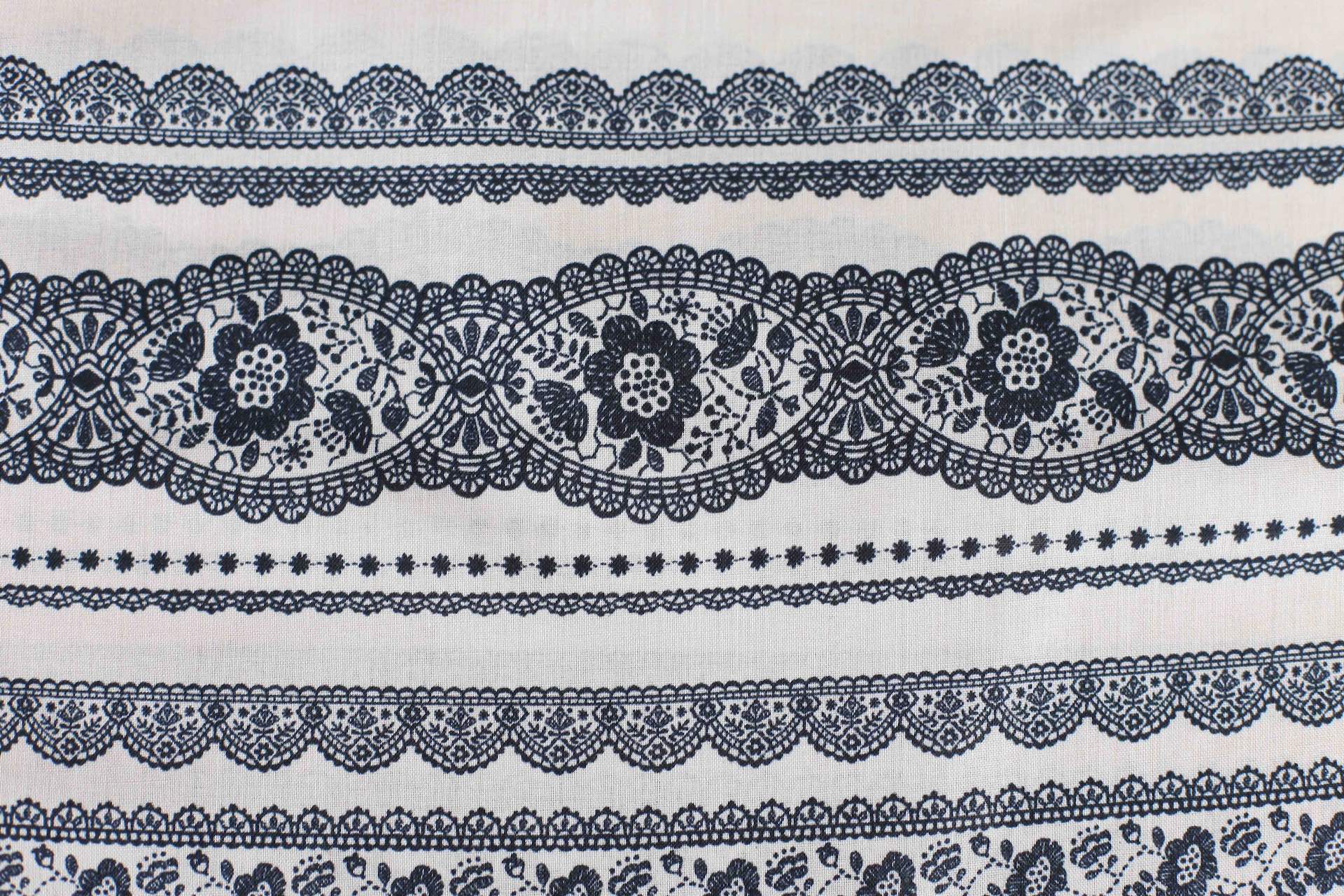 Algodón encaje floral beige y negro - Imagen 3