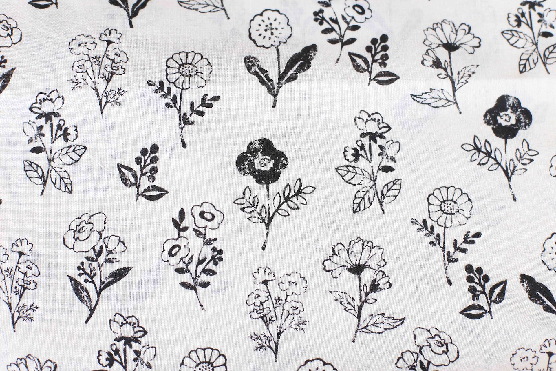 Algodón floral crema y negro - Imagen 3