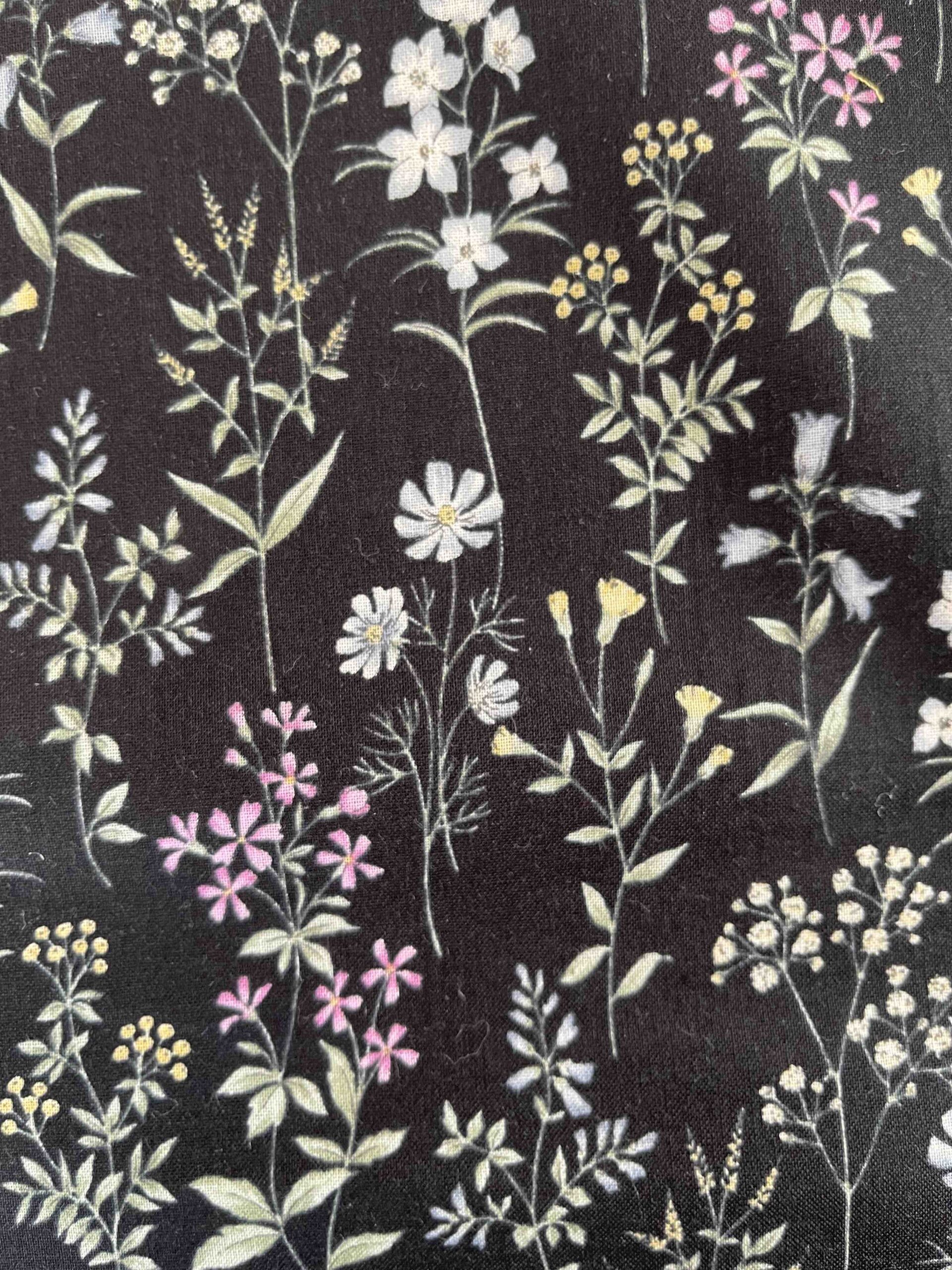 Algodón japonés negro floral de Kokka - Imagen 2